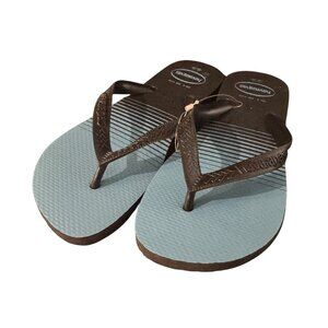 Havaianas Top Basic Black & Blue Flip Flop Sandals, Size 8 NWOB